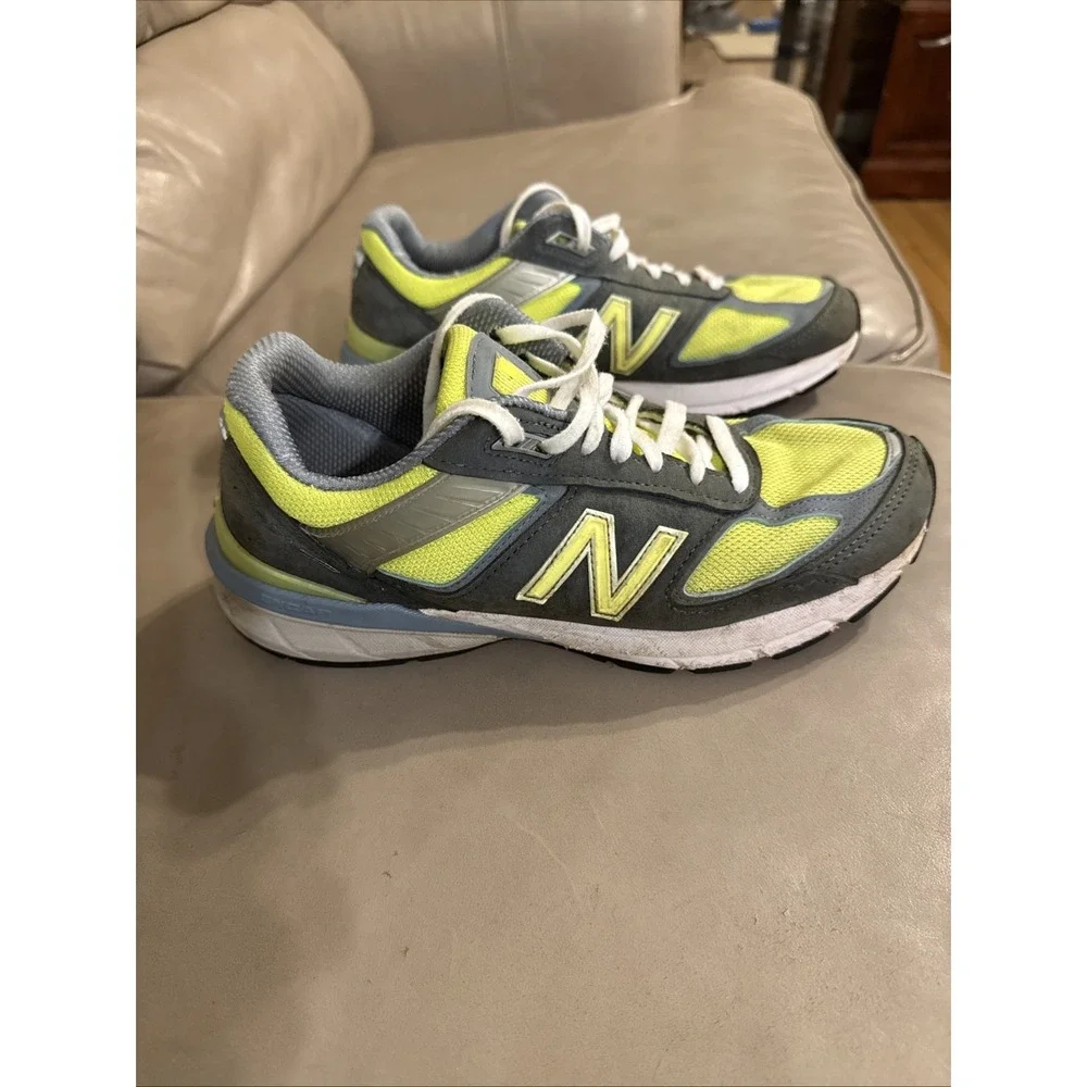 New Balance 990v5 Made In USA Shoes Womens Size 9 D Grey Yellow Classic Sneakers